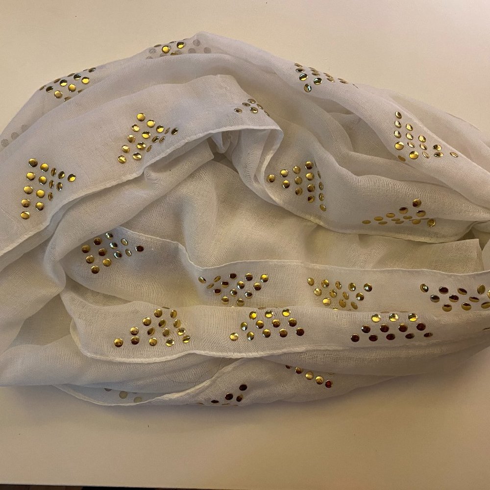 White/Gold Gauzy Scarf